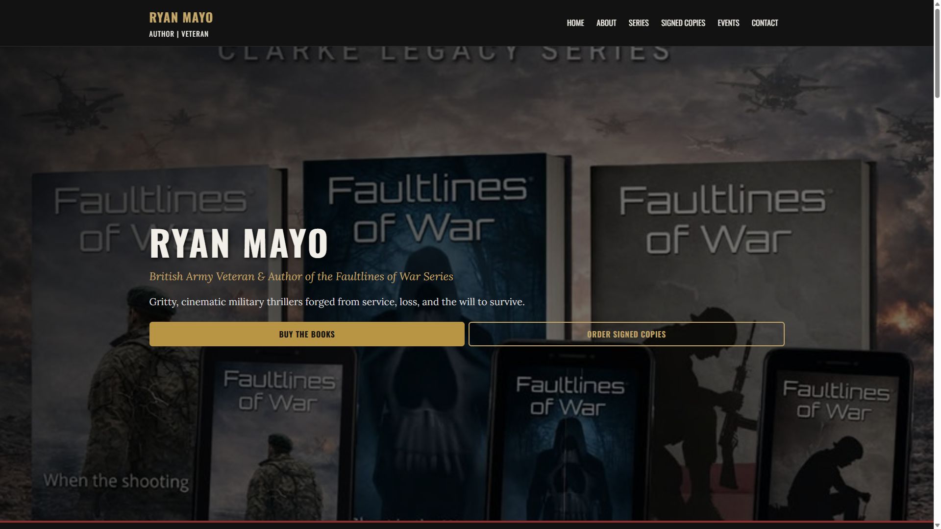 Screenshot of the ryanmayo.uk author website